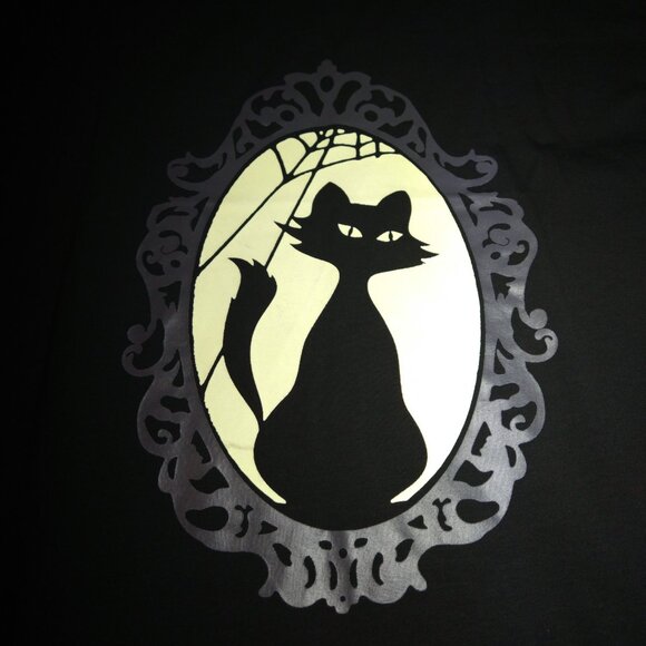 NWT GLOW IN THE DARK Cat Cameo Tank Top Banned Apparel Alternative Cobweb Kitty - Picture 8 of 14